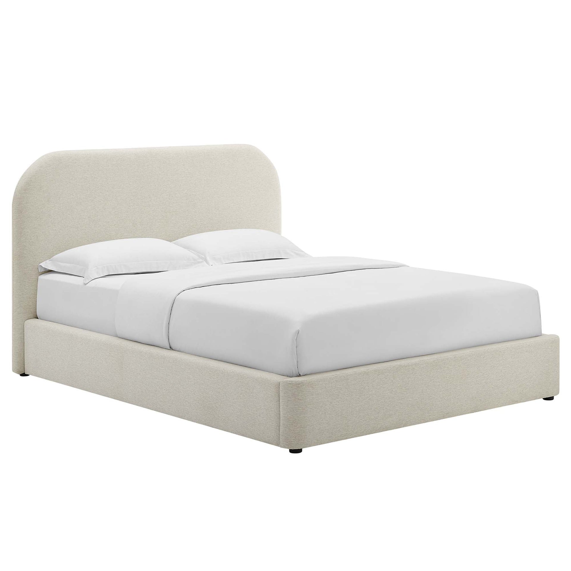 Elskov Queen Platform Bed - Heathered Weave Light Gray (Copy) Denmark Home