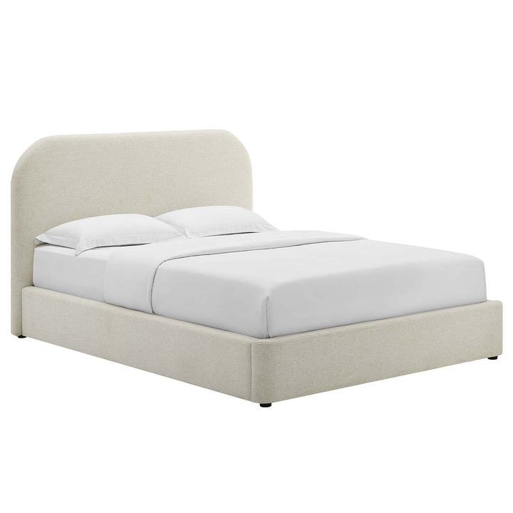 Elskov Queen Platform Bed - Heathered Weave Light Gray (Copy) Denmark Home