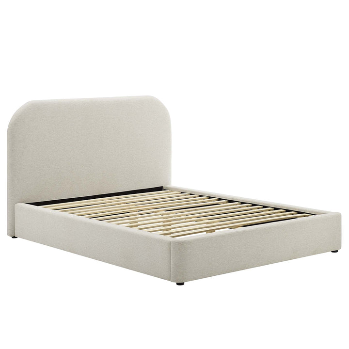 Elskov Queen Platform Bed - Heathered Weave Ivory Denmark Home