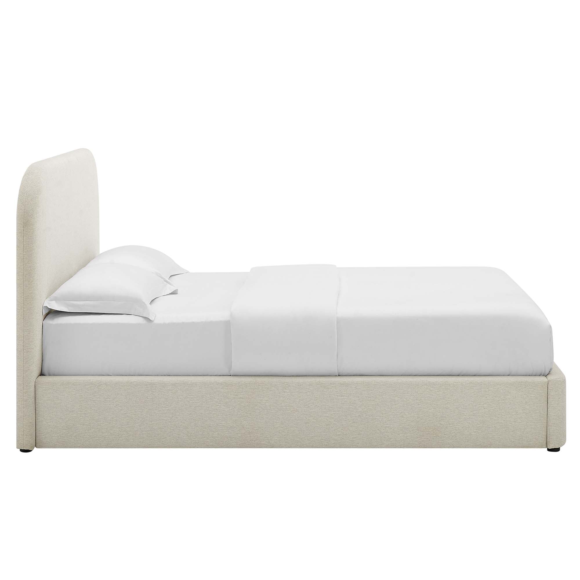 Elskov Queen Platform Bed - Heathered Weave Ivory Denmark Home