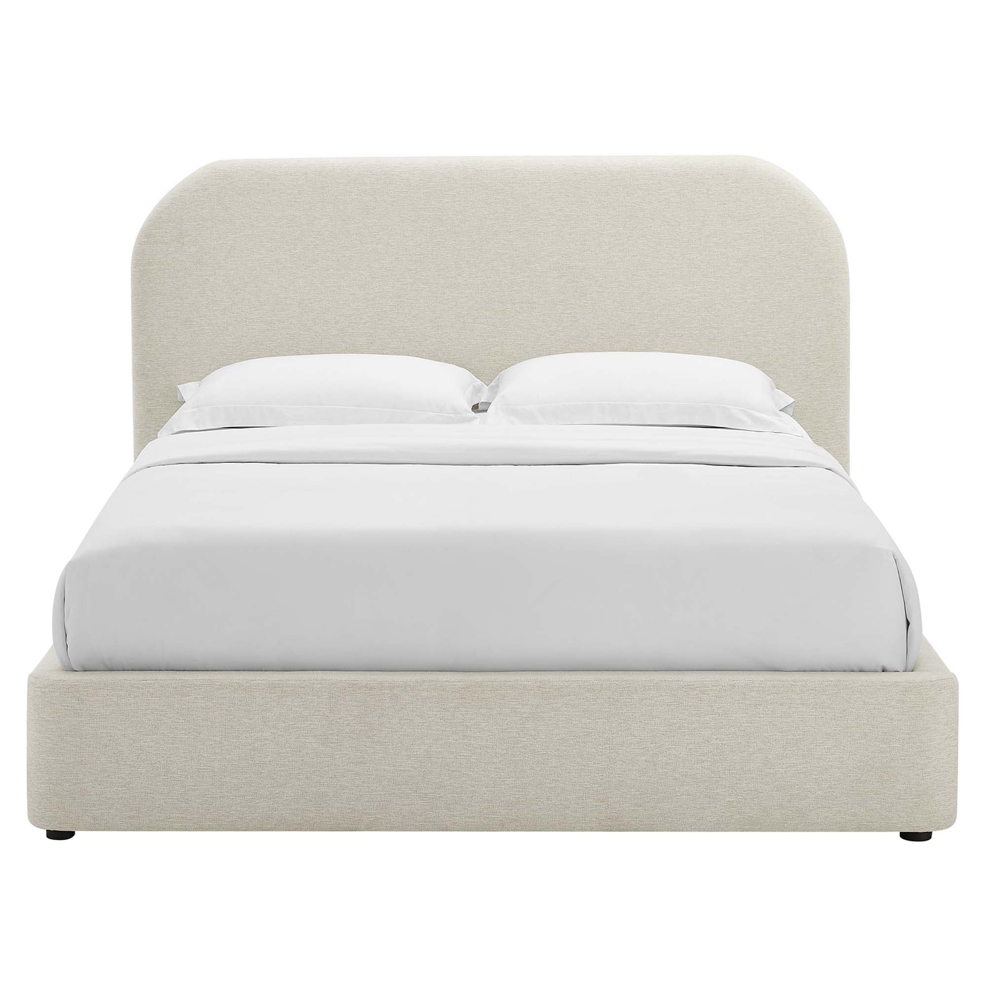 Elskov Queen Platform Bed - Heathered Weave Ivory Denmark Home
