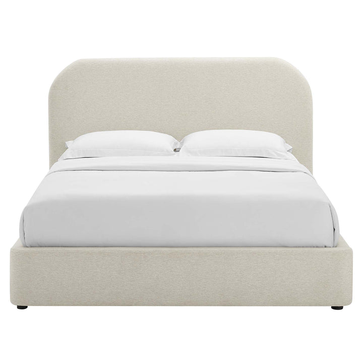 Elskov Queen Platform Bed - Heathered Weave Ivory Denmark Home