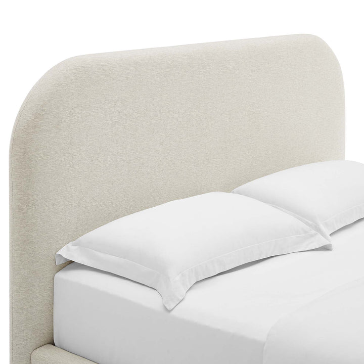 Elskov Queen Platform Bed - Heathered Weave Ivory Denmark Home