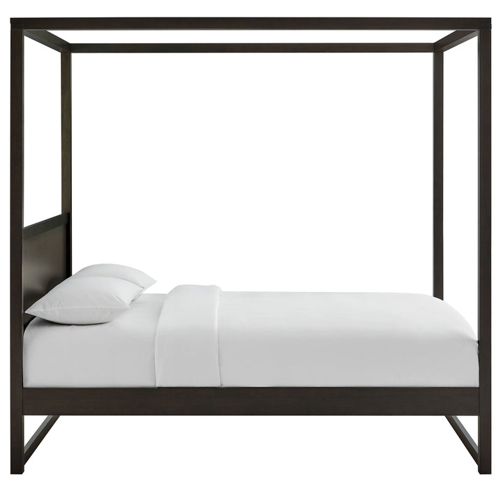 Skova Queen Canopy Bed – Smoked Oak Denmark Home