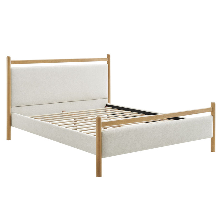 Fiona Queen Platform Bed  - Light Oak Heathered Ivory Denmark Home