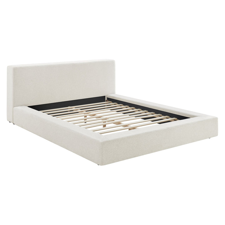 Siljan Chenille Queen Platform Bed - Ivory Denmark Home