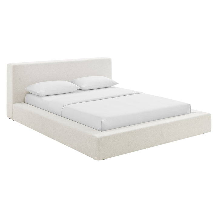 Siljan Chenille Queen Platform Bed - Ivory Denmark Home