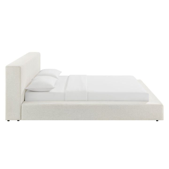 Siljan Chenille Queen Platform Bed - Ivory Denmark Home