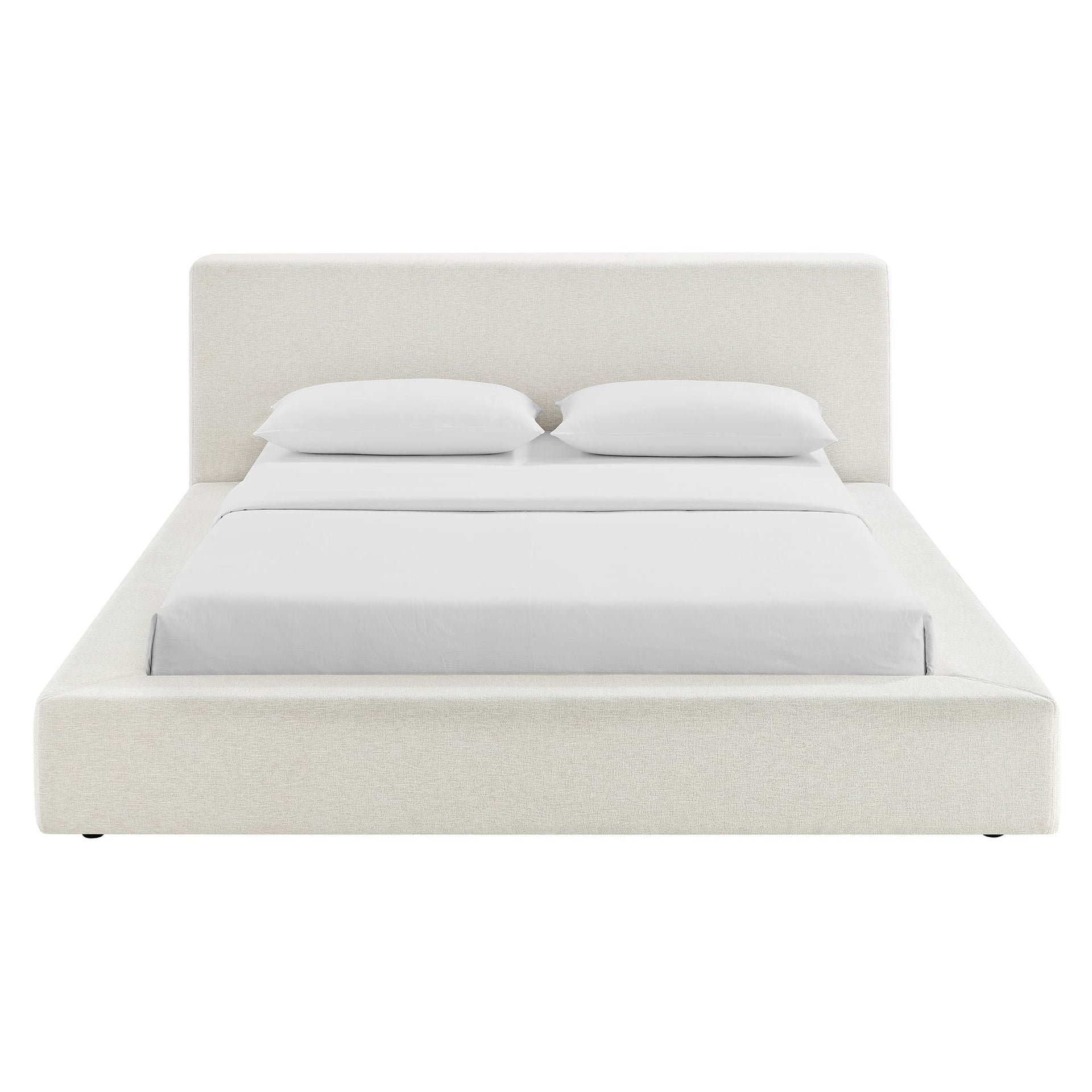 Siljan Chenille Queen Platform Bed - Ivory Denmark Home
