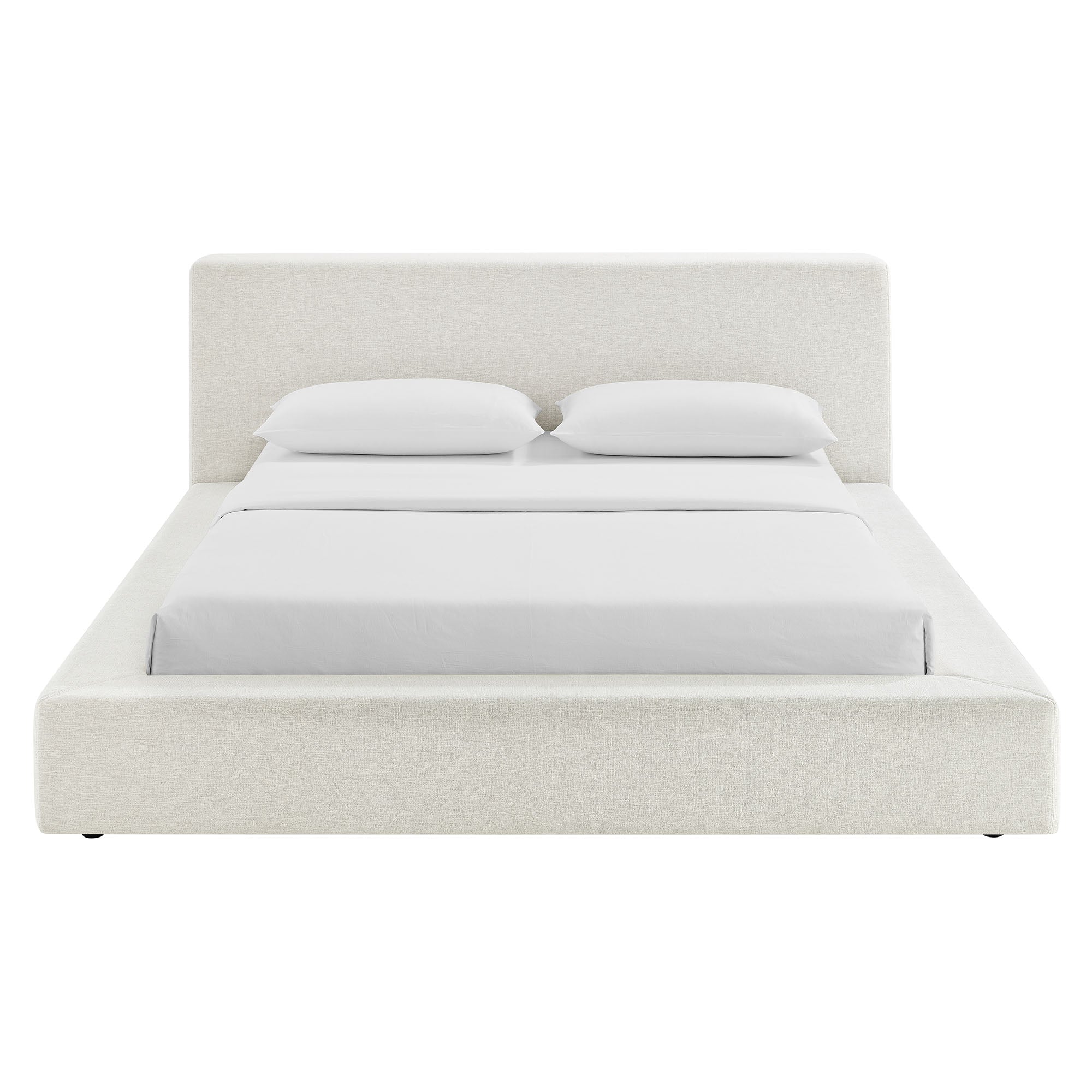 Siljan Chenille Queen Platform Bed - Ivory Denmark Home