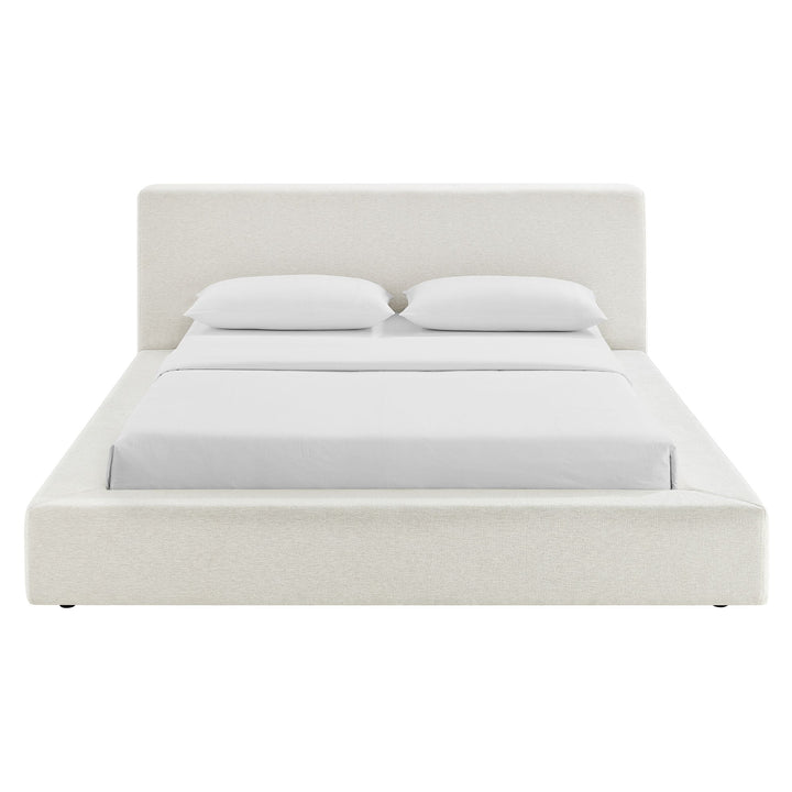 Siljan Chenille Queen Platform Bed - Ivory Denmark Home