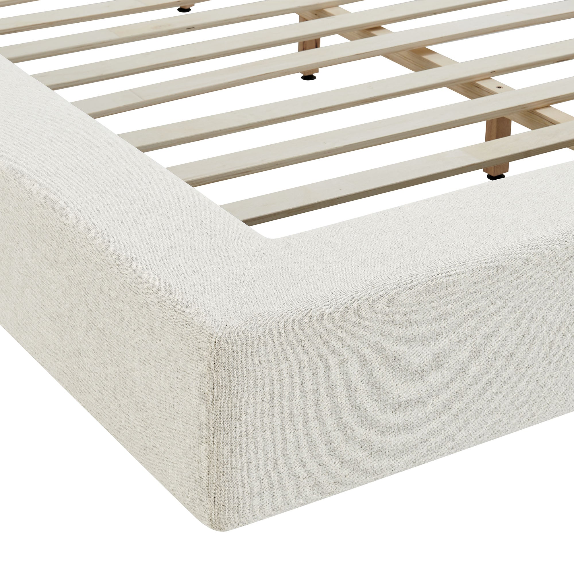 Siljan Chenille Queen Platform Bed - Ivory Denmark Home
