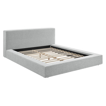 Siljan Chenille Queen Platform Bed - Light Gray Denmark Home