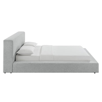 Siljan Chenille Queen Platform Bed - Light Gray Denmark Home