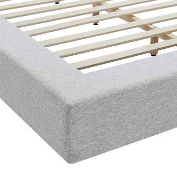Siljan Chenille Queen Platform Bed - Light Gray Denmark Home