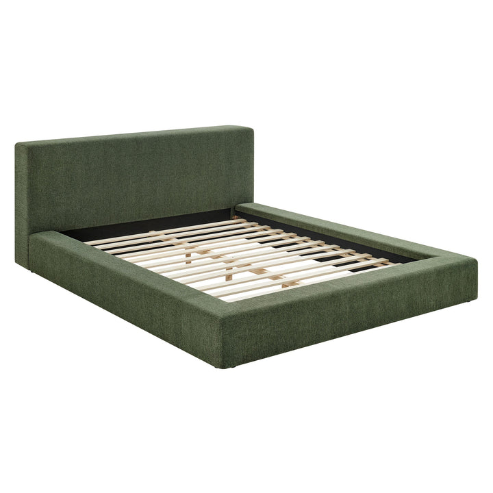 Siljan Chenille Queen Platform Bed - Eucalyptus Denmark Home