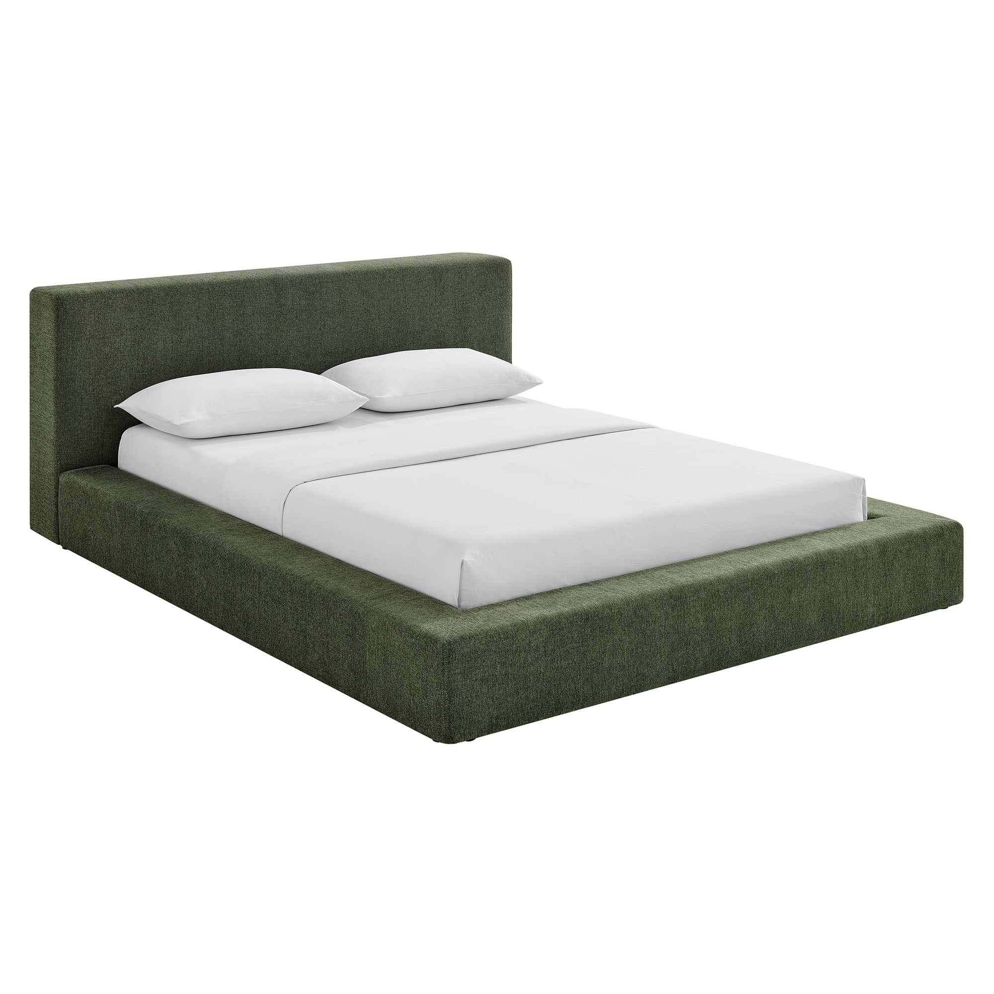 Siljan Chenille Queen Platform Bed - Eucalyptus Denmark Home