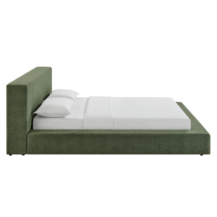 Siljan Chenille Queen Platform Bed - Eucalyptus Denmark Home