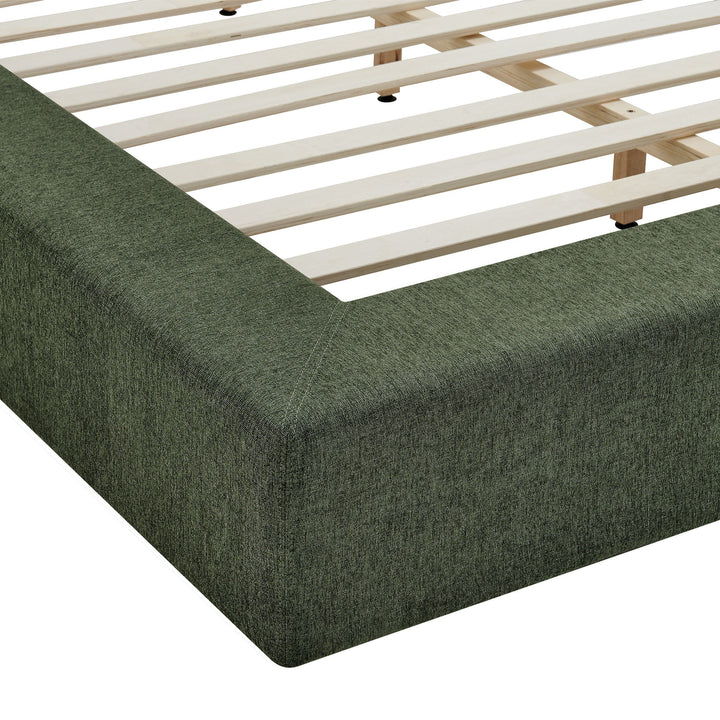 Siljan Chenille Queen Platform Bed - Eucalyptus Denmark Home