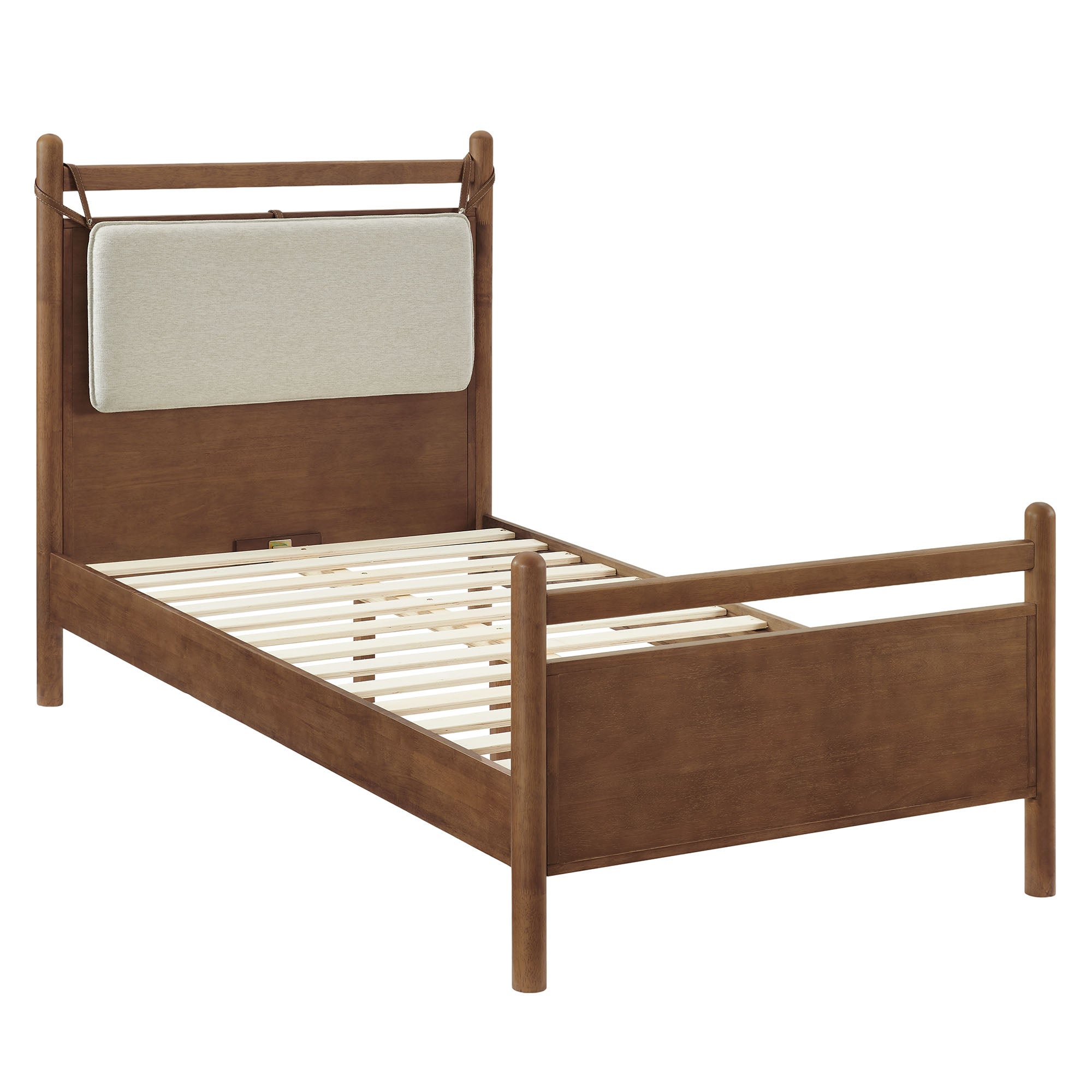 Skeppar Solid Wood Twin Platform Bed  - Walnut Heathered Ivory Denmark Home