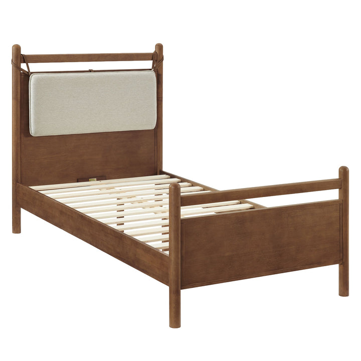Skeppar Solid Wood Twin Platform Bed  - Walnut Heathered Ivory Denmark Home
