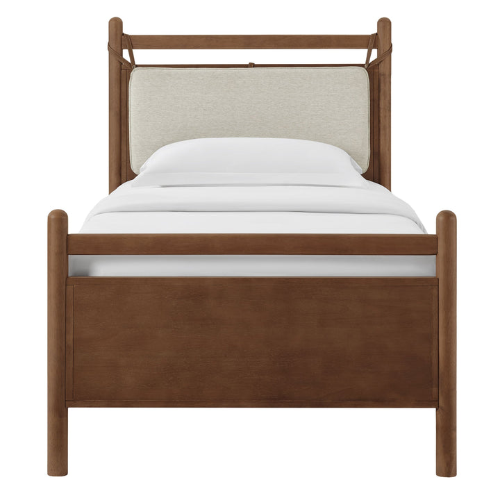 Skeppar Solid Wood Twin Platform Bed  - Walnut Heathered Ivory Denmark Home