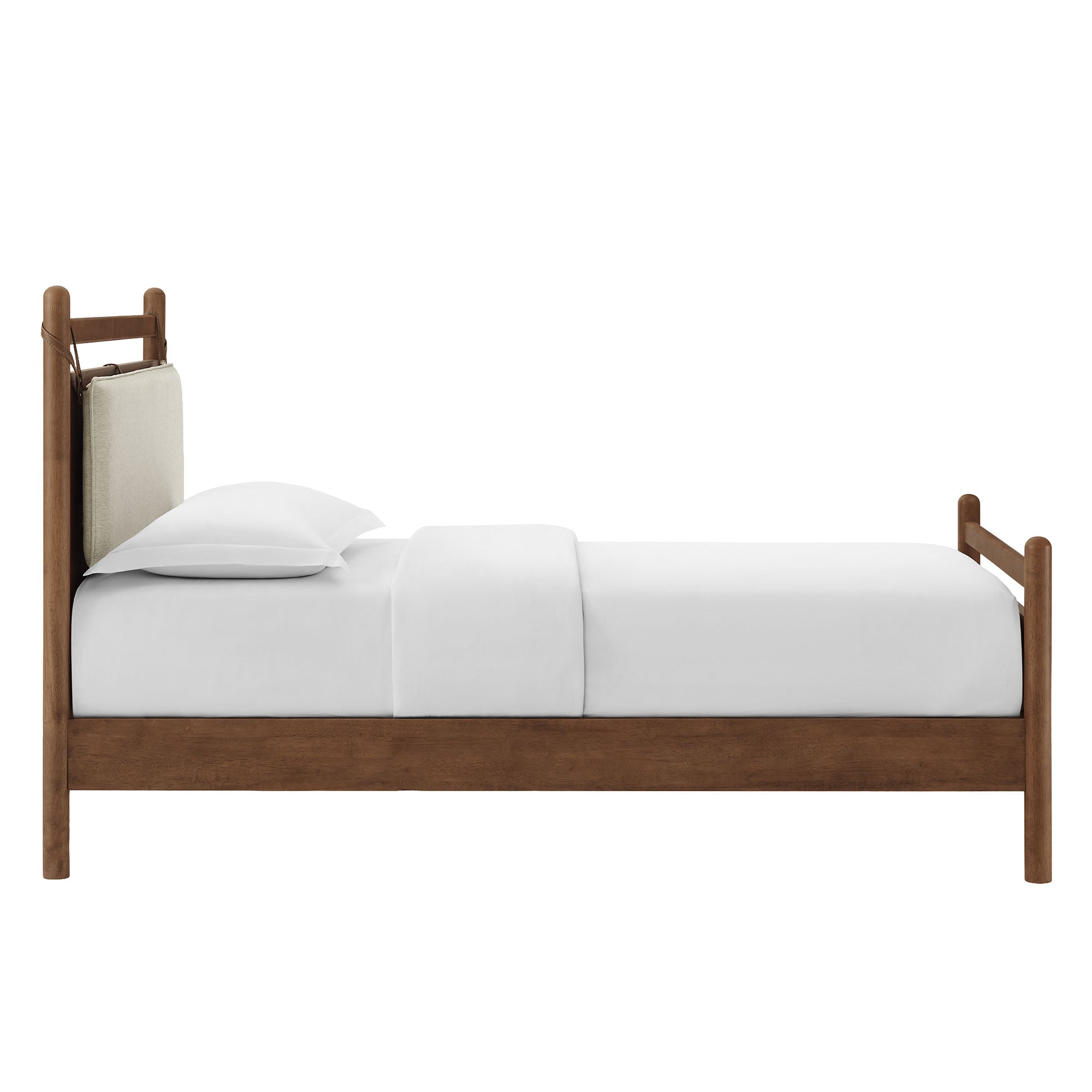 Skeppar Solid Wood Twin Platform Bed  - Walnut Heathered Ivory Denmark Home