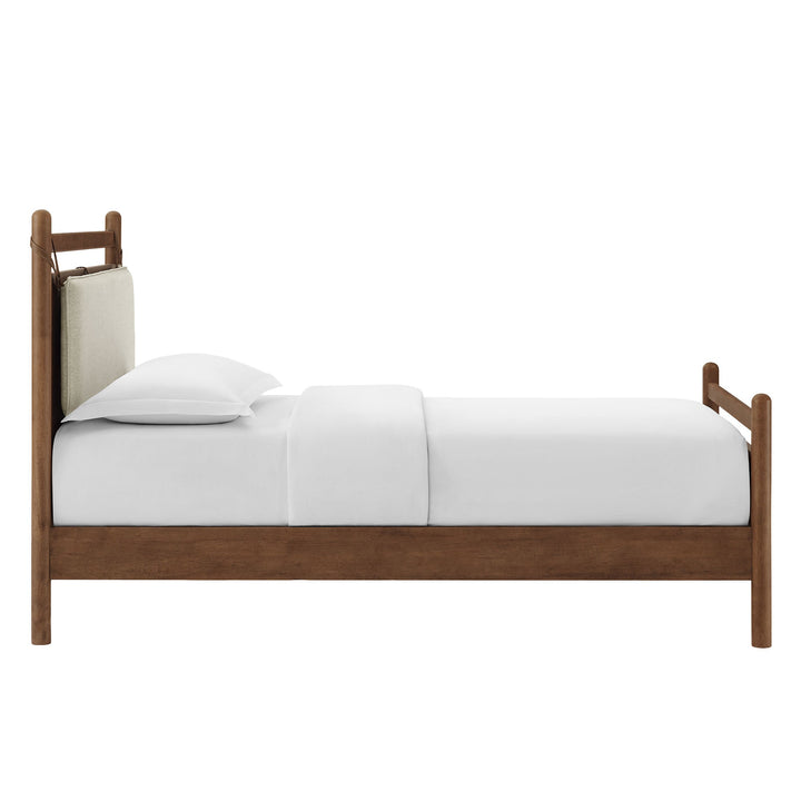 Skeppar Solid Wood Twin Platform Bed  - Walnut Heathered Ivory Denmark Home