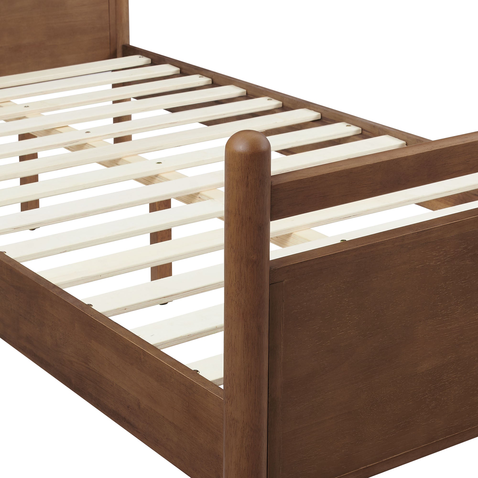 Skeppar Solid Wood Twin Platform Bed  - Walnut Heathered Ivory Denmark Home