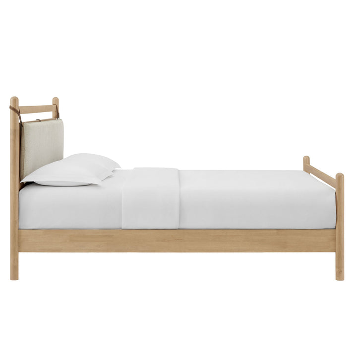 Skeppar Solid Wood Queen Platform Bed  - Light Oak Heathered Ivory Denmark Home