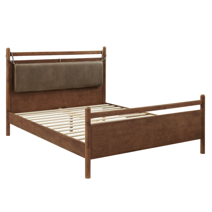 Skeppar Solid Wood Queen Platform Bed - Walnut Mushroom Denmark Home
