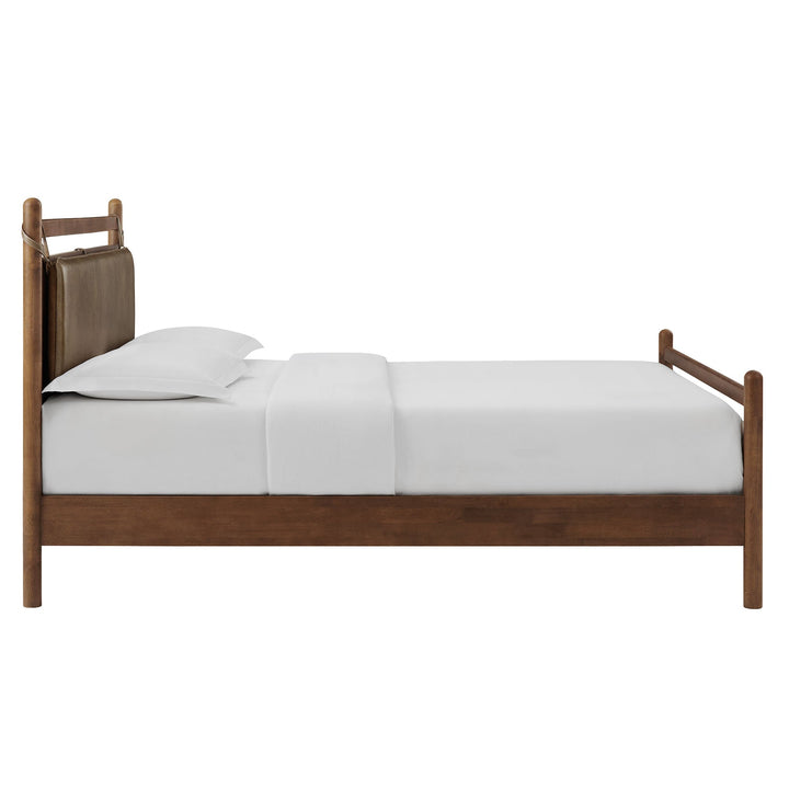 Skeppar Solid Wood Queen Platform Bed - Walnut Mushroom Denmark Home
