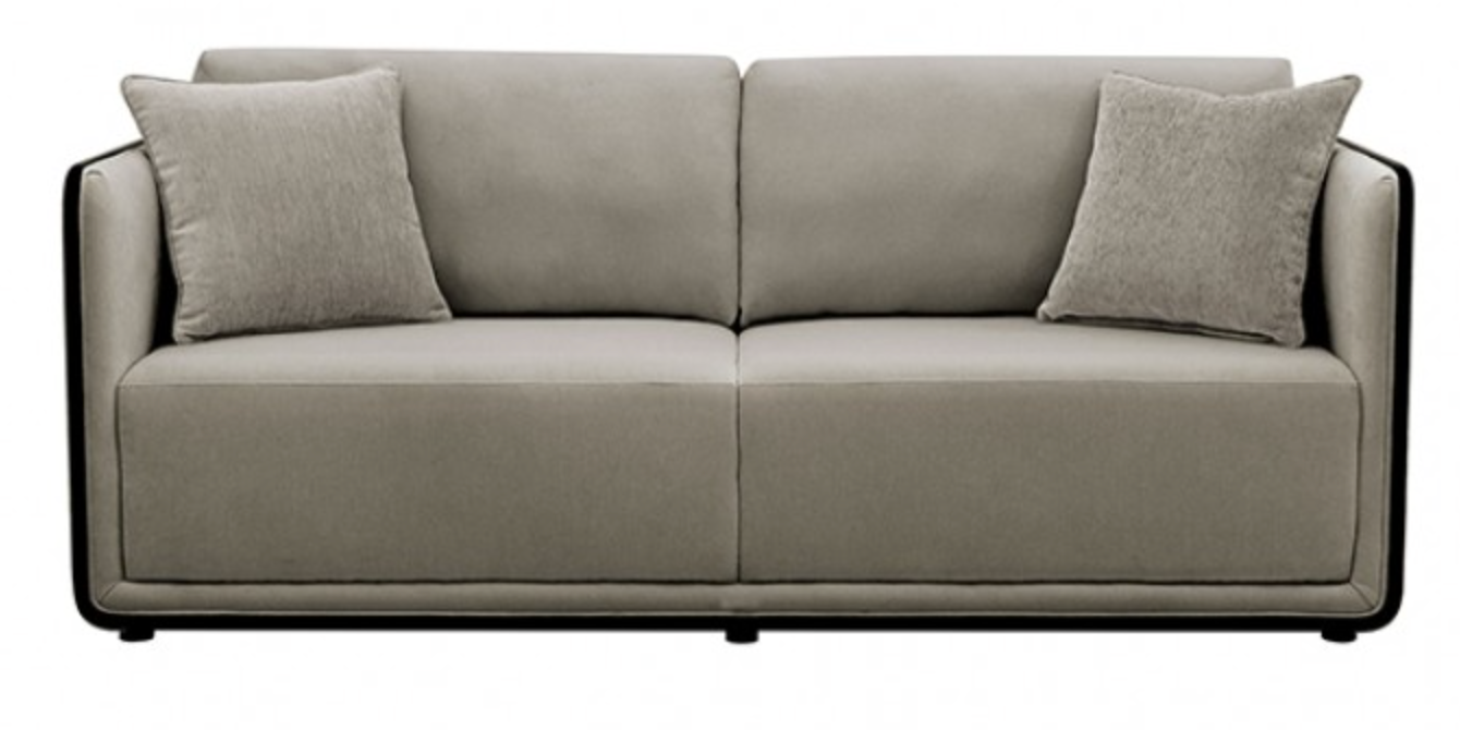 Vienna Loveseat – Taupe Chenille Upholstery with Matte Black Beech Frame