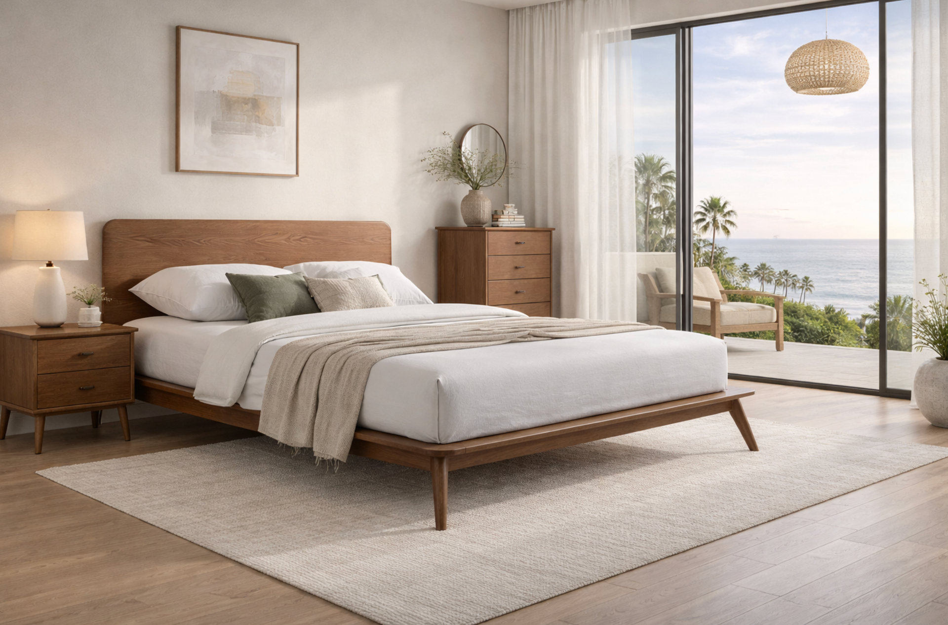 ASKVIOK Nordic Walnut Style Handsome Bed