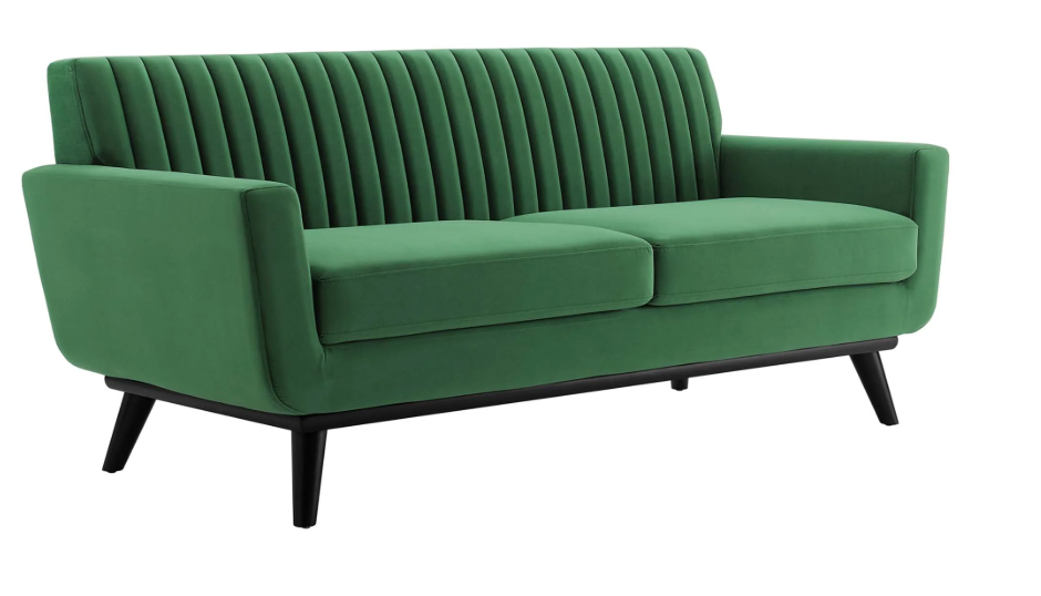 Koti Channel Tufted Performance Velvet Loveseat - Emerald