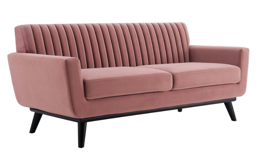 Koti Channel Tufted Performance Velvet Loveseat - Dusty Rose