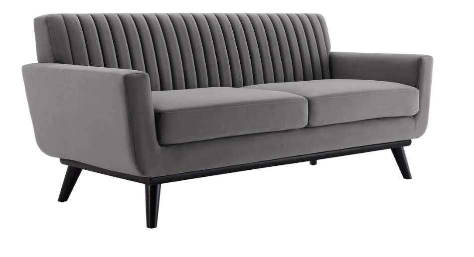 Koti Channel Tufted Performance Velvet Loveseat - Gray
