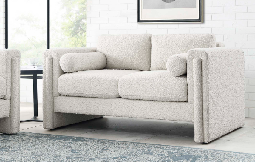 Arvion Boucle Upholstered Loveseat - Ivory