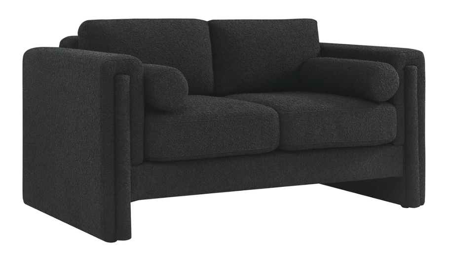 Arvion Boucle Upholstered Loveseat - Black