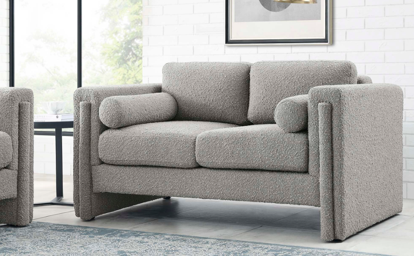 Arvion Boucle Upholstered Loveseat - Light Gray
