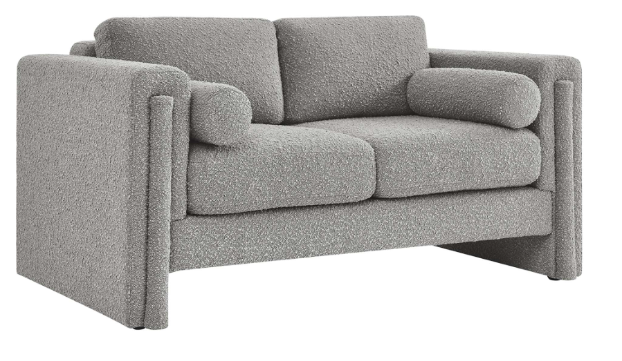 Arvion Boucle Upholstered Loveseat - Light Gray