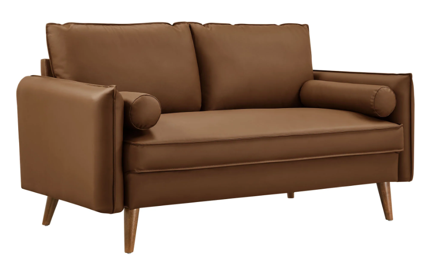 Aurelis Vegan Leather Loveseat – Brown