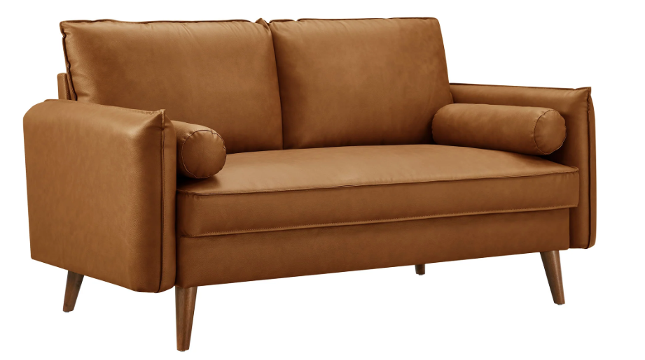 Aurelis Vegan Leather Loveseat – Tan