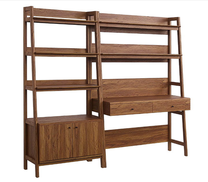 Teak Office Desk and Bookcase Set - Walnut Denmark Home
