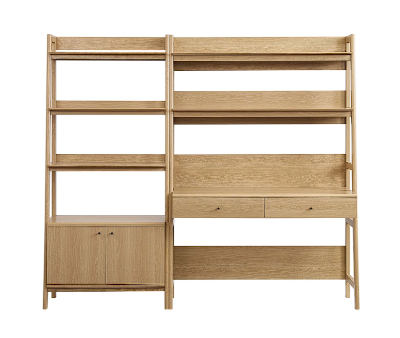 Teak Office Desk and Bookcase Set - Oak Denmark Home