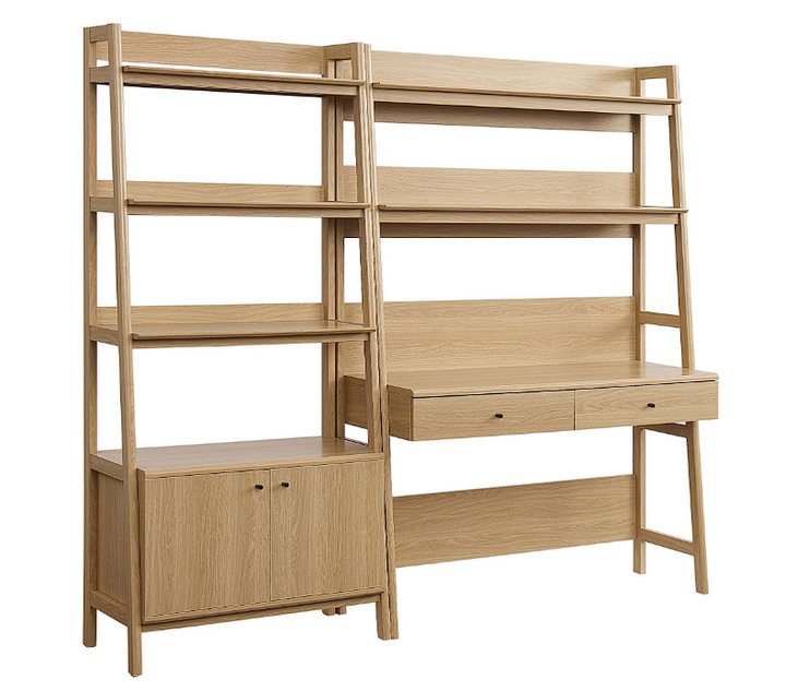 Teak Office Desk and Bookcase Set - Oak Denmark Home