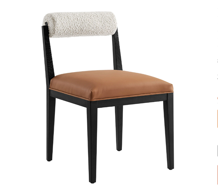 Bek Fabric Dining Chair - Pearl Tan Black Denmark Home