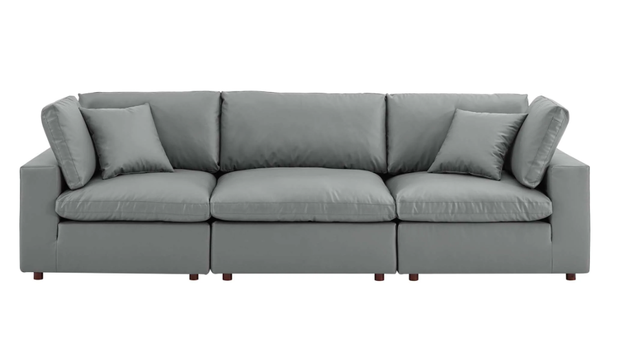 Marlowe Vegan Leather 3-Seater Sectional Sofa - Gray