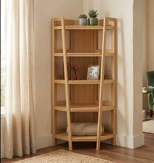 Teak Corner Bookshelf - Oak Denmark Home