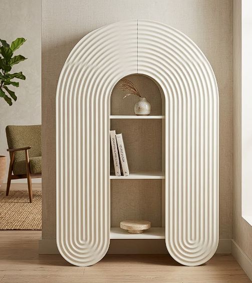 Float Arched Ripple Bookcase - White Denmark Home